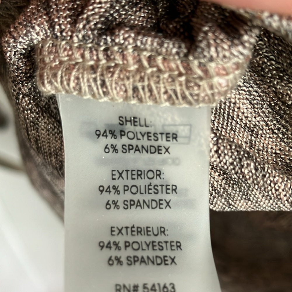 Calvin Klein ruched sides bronze gold metallic top with buttons on sleeves - Picture 5 of 5